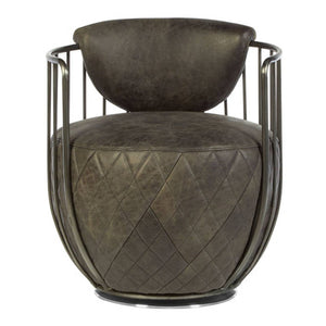 Hoxton Dark Grey Leather Swivel Tub Chair