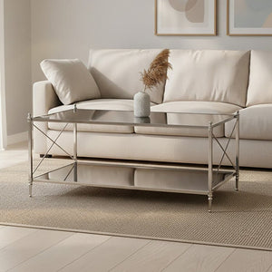 Hoffmann Black Glass and Nickel Finish Coffee Table