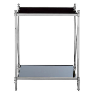 Hoffmann Black Glass and Nickel Finish 2 Tier Square Side Table