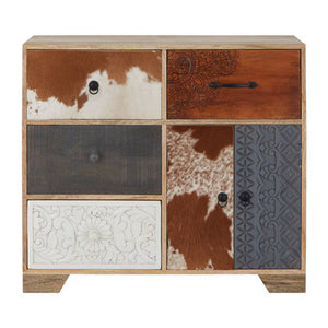 Marwar Mango Wood and Hair on Leather Sideboard