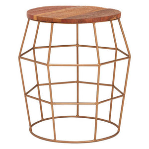 Nandri Recycled Wood and Antique Brass Finish Side Table