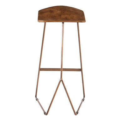 Nandri Acacia Wood and Antique Copper Finish Bar Stool - Image 4