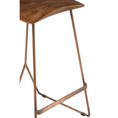 Nandri Acacia Wood and Antique Copper Finish Bar Stool - Image 6