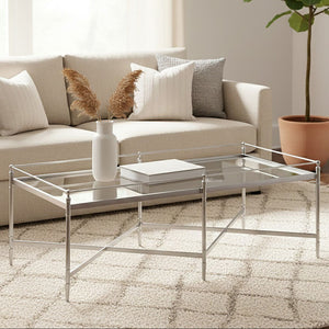 Zach Silver Finish Frame and Mirror Top Coffee Table