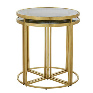 Axis Gold Finish and Glass Set of 5 Nesting Tables