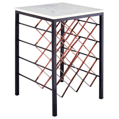 Templar White Marble And Iron Wine Rack Table - Image 3
