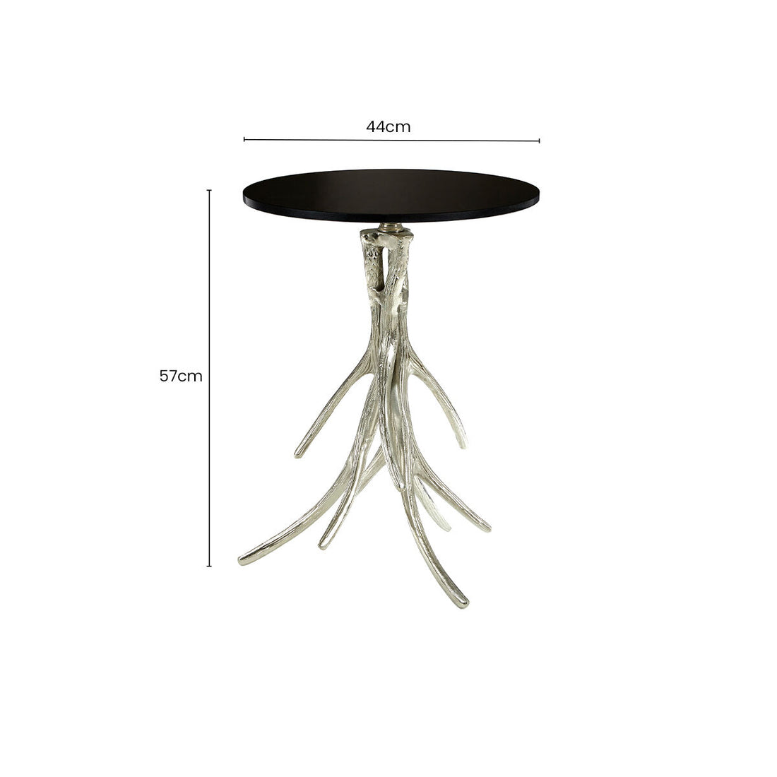 Antler Round Side Table with Black Marble Top