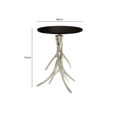 Antler Round Side Table with Black Marble Top