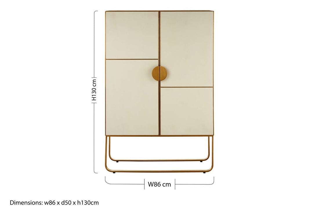 Modica Oak Wood and Brushed Gold Cabinet - Image 11