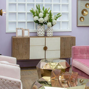 Modica White and Oak Wood Sideboard