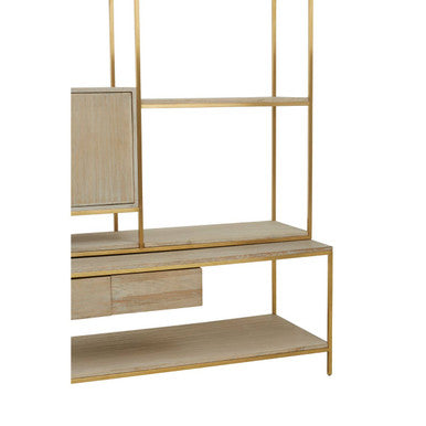 Modica Oak Wood and Gold Finish Shelf Unit - Image 11