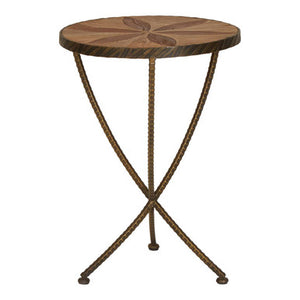 Elmo Elm Wood and Iron Small Side Table