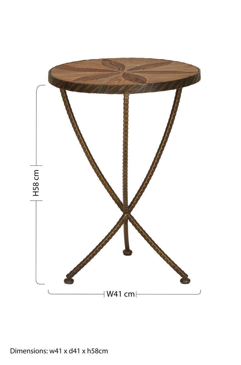 Elmo Elm Wood and Iron Small Side Table - Image 7