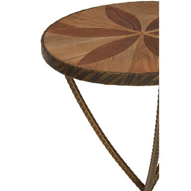 Elmo Elm Wood and Iron Small Side Table - Image 4