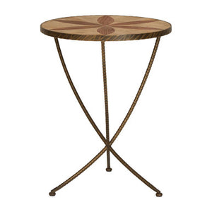 Elmo Elm Wood and Iron Large Side Table