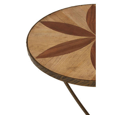 Elmo Elm Wood and Iron Large Side Table - Image 3