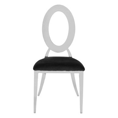 Yasmin Oval Back Black Velvet Dining Chair