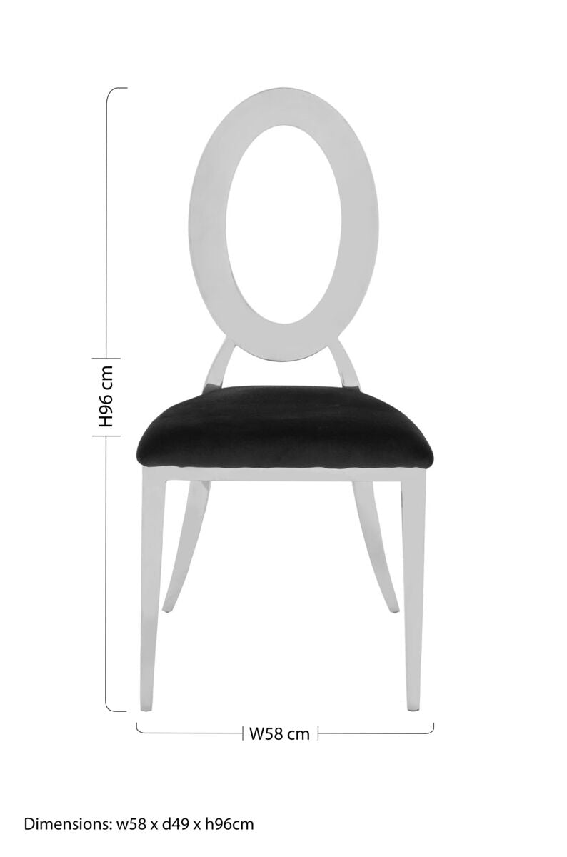 Yasmin Oval Back Black Velvet Dining Chair - Image 10