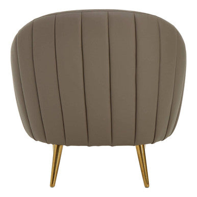 Lagero Brown Leather Effect Curved Cocoon Chair - Image 5