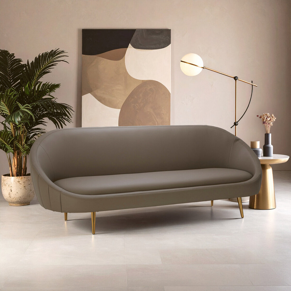 Lagero Brown Leather Effect Sofa