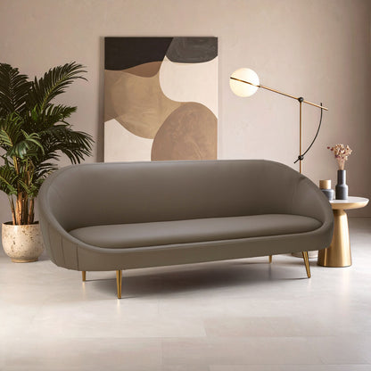 Brown Leather Effect Sofa, Lagero