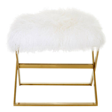 Anafi White Sheepskin Stool - Image 5