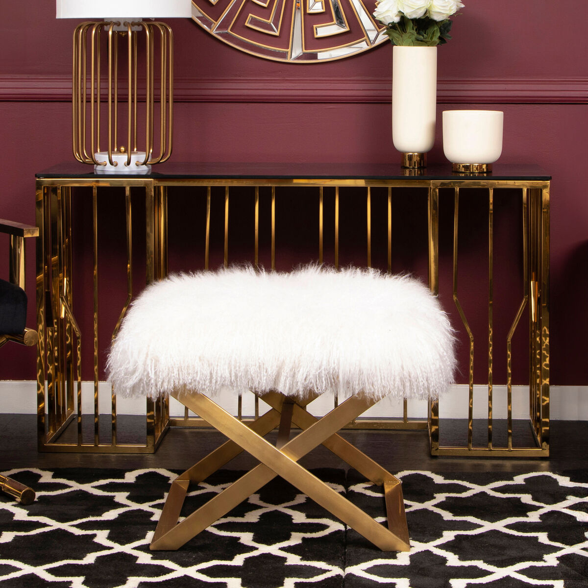 Anafi White Sheepskin Stool
