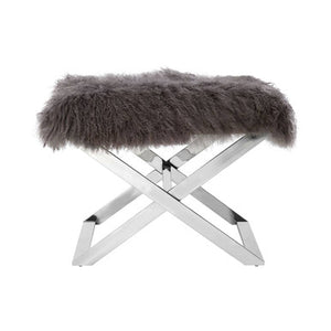 Anafi Grey Sheepskin Stool