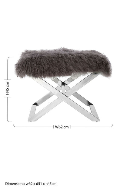 Anafi Grey Sheepskin Stool