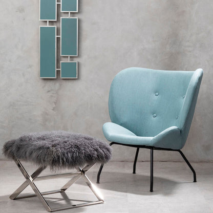 Anafi Grey Sheepskin Stool