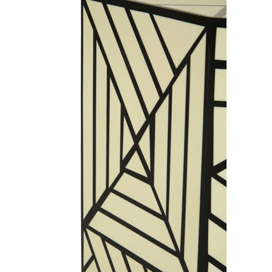 Hassa Ivory And Black Resin Geometric Stool And Table - Image 4