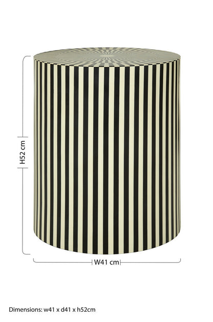 Hassa Ivory And Black Resin Table And Stool - Image 5