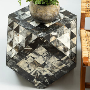 Marlox Antique Green Mosaic Hexagon Side Table