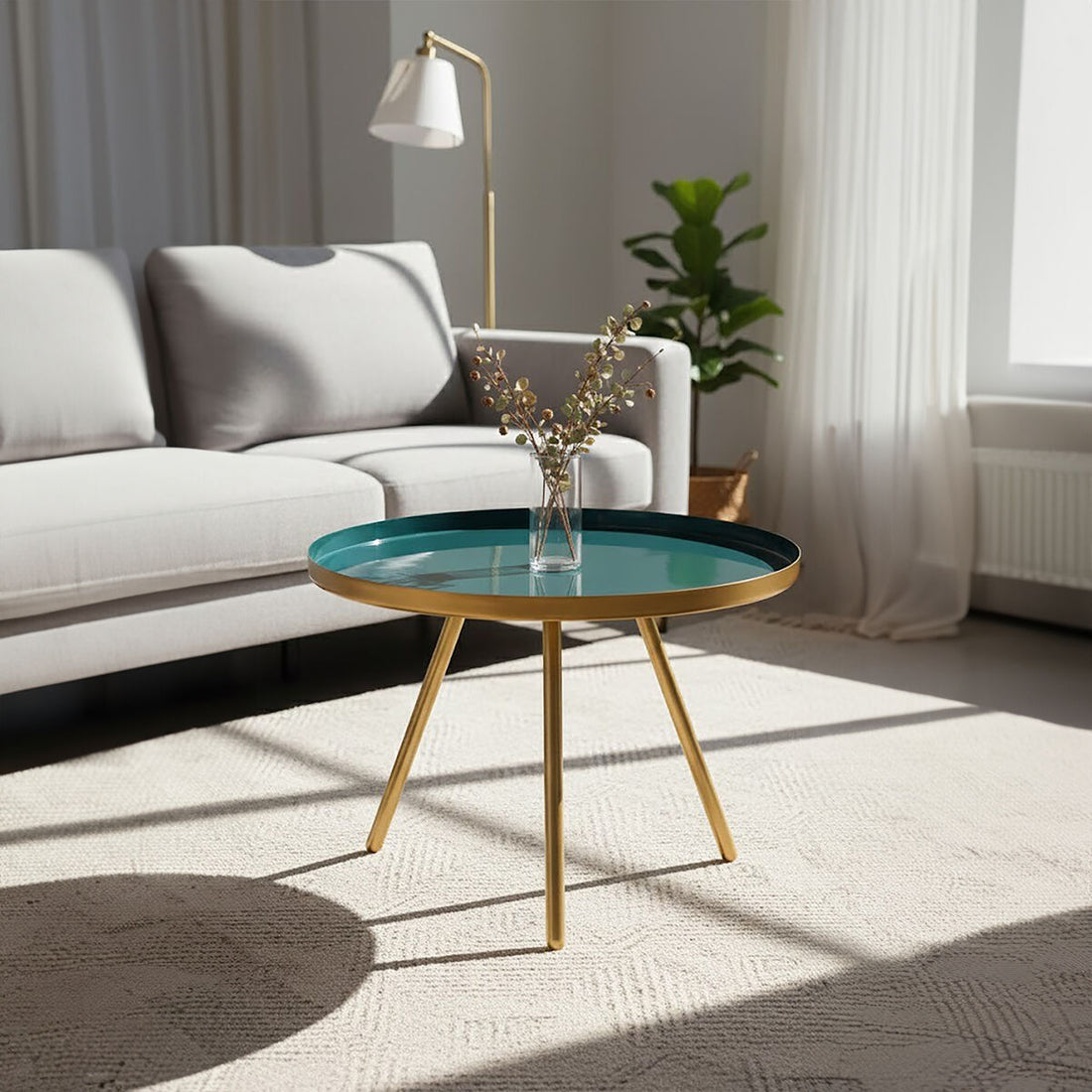 Enox Large Diesel Green and Gold Coffee Table