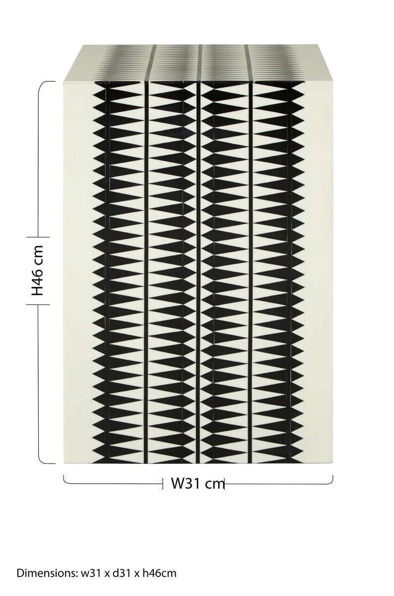 Issey Black And White Resin Table And Stool - Image 7