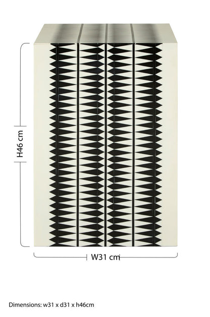 Issey Black And White Resin Table And Stool