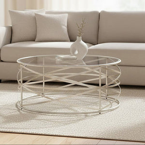 Rubia Clear Glass and Silver Finish Coffee Table