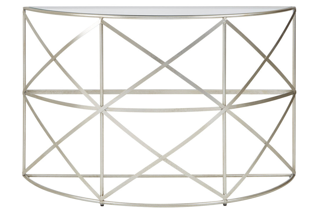Rubia Silver Leaf Demilune Console Table