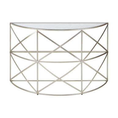 Rubia Silver Leaf Demilune Console Table