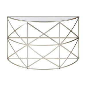 Rubia Silver Leaf Demilune Console Table