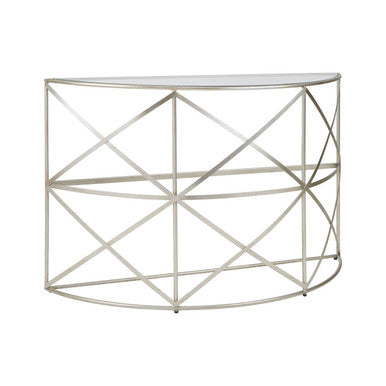 Rubia Silver Leaf Demilune Console Table