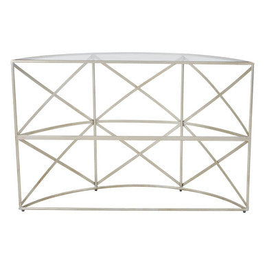 Rubia Silver Leaf Demilune Console Table - Image 5