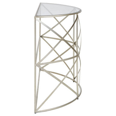 Rubia Silver Leaf Demilune Console Table - Image 6