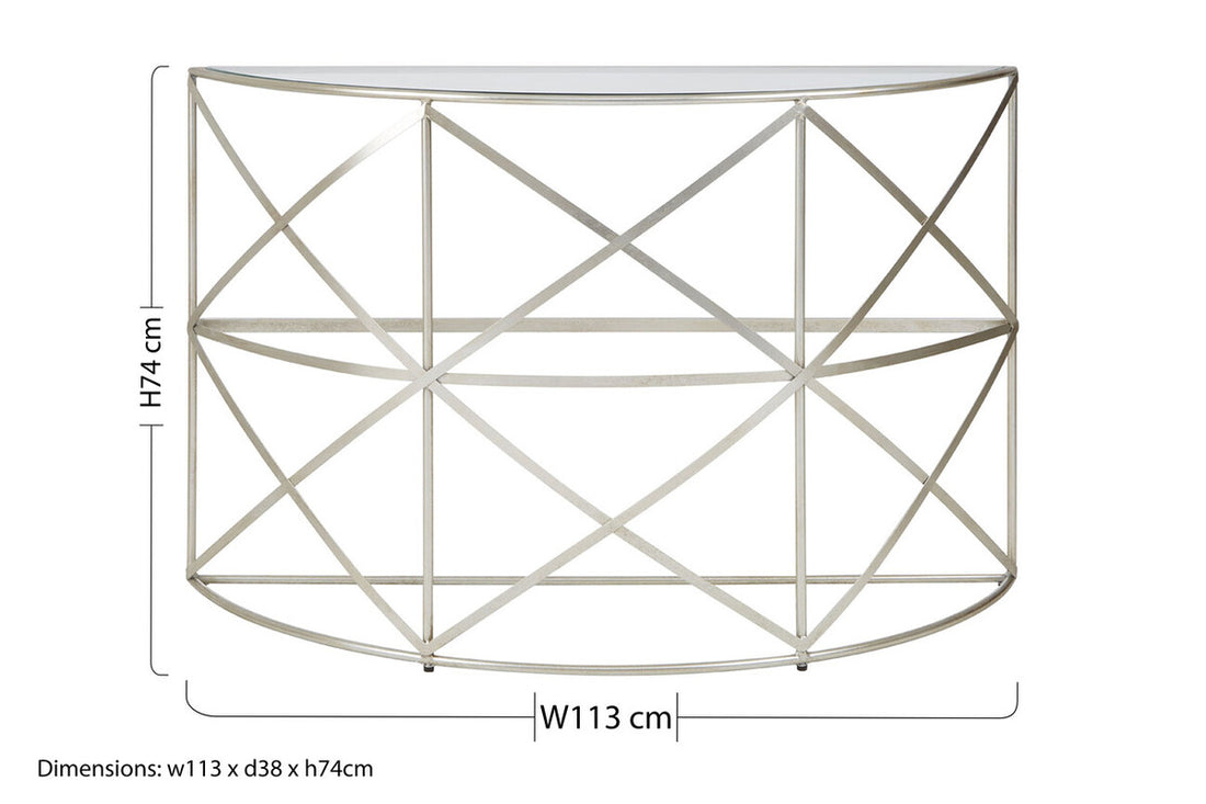 Rubia Silver Leaf Demilune Console Table - Image 9