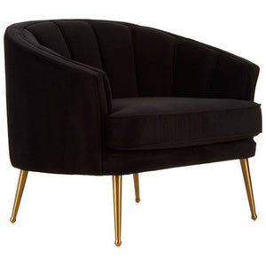 Hendricks Black Velvet Chair With Gold Finished Legs