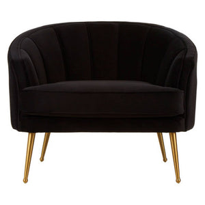 Hendricks Black Velvet Chair With Gold Finished Legs