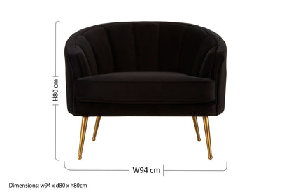 Hendricks Black Velvet Chair With Gold Finished Legs