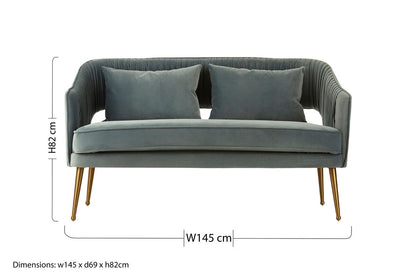 Hendricks 2 Seater Dusky Blue Velvet Sofa