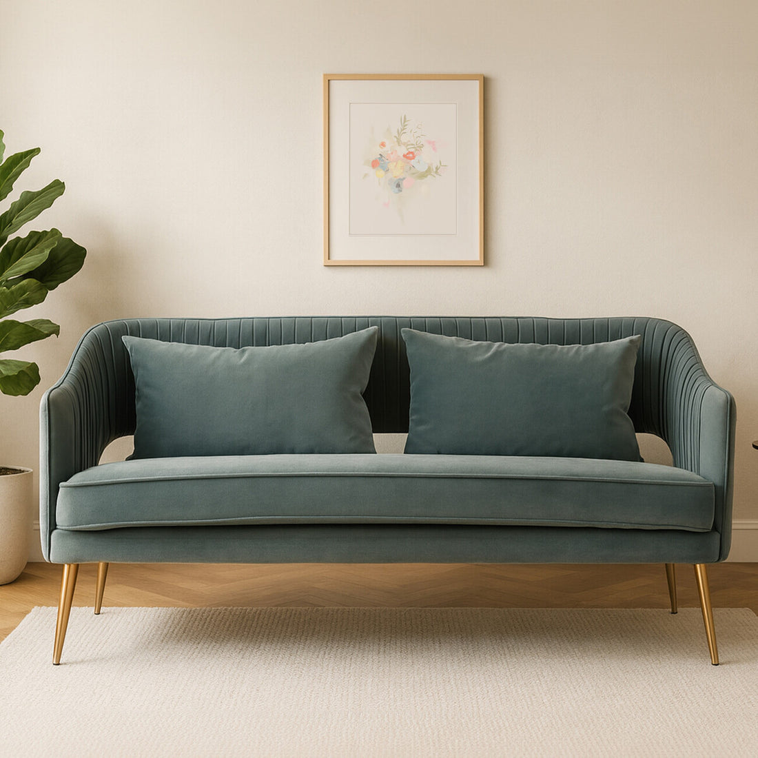 Hendricks 2 Seater Dusky Blue Velvet Sofa
