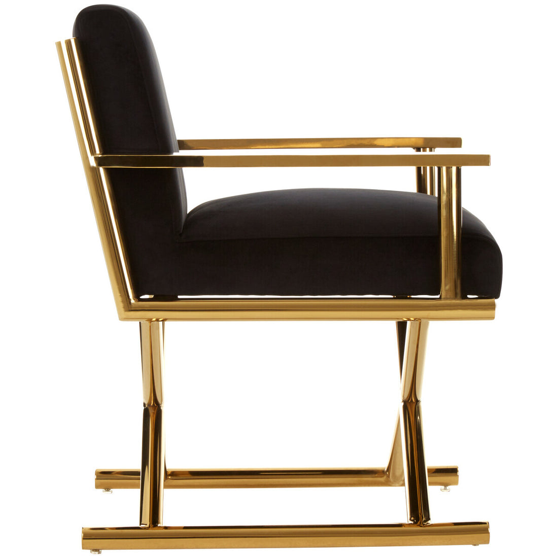 Hendricks Black Velvet Chair with Gold Cross Legs - Image 6